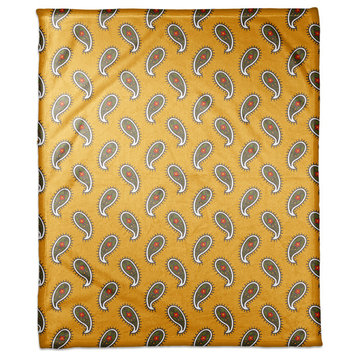 Paisley Pattern in Yellow Fleece Blanket