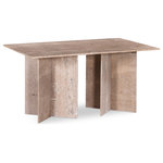 Meridian Furniture - Verona Dining Table, Beige, 60" W x 36" D - Elevate the look of your space with this handsomely crafted Verona dining table. Made by hand using genuine Travertine that lasts and lasts for years to come, this table exudes refinement and sophistication. The beige Travertine with light grey veining brings contemporary panache to your room, while the uniquely shaped base instantly draws the eye, making the table a certain showstopper. Pair this table with other items in the Verona collection for a cohesive presentation.