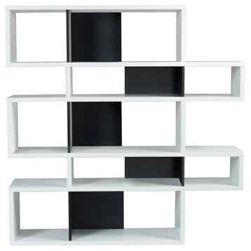 London 2010-002 Composition Shelving Unit, Frame: Pure White, Back: Pure Black