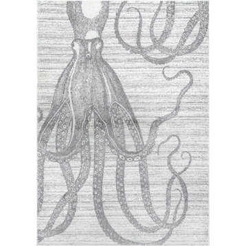 Novelty Octopus, Silver, 7'6"x9'6"