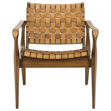 Safavieh Dilan Leather Safari Chair, Brown/Light Brown