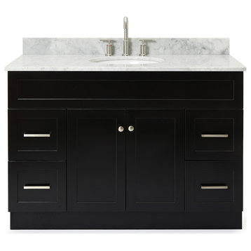 Ariel Hamlet 49" Oval Sink Bath Vanity Carrara Marble Black