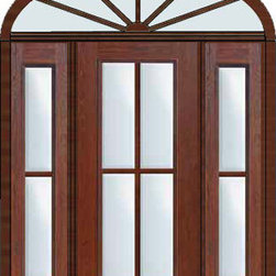 Prehung French Side lights-Transom Door 80 4 Lite Full Lite - Patio Doors