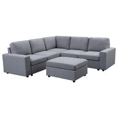 Lilola home lilola casanova 7 piece on sale modular sectional sofa with ottoman in light