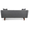 Sparks Mid-Century Modern Upholstered 3 Seater Sofa, Charcoal/Espresso