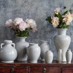 Vagabond Vintage - Blanc de Chine Antiqued White Sand Glaze Rustic Vases - Vases