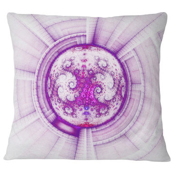 Glowing Bright Purple Fractal Flower Abstract Throw Pillow, 18"x18"