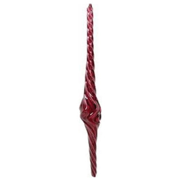 18" Rich Plum Burgundy Twisted Spiral Glass Icicle Christmas Ornament