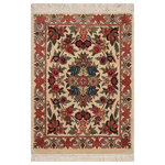 Bareens Designer Rugs - Abusson Pak Persian Joanie Beige/Green Wool Rug 1'7'' x 2'3'' - Designed with mesmerizing intricacy and gorgeous color palette, this hand-knotted masterpiece demonstrates the beauty and electrifying thrill of Pak Persian art. These meticulously hand-knotted Pak-Persian rug is made with pure wool and features breathtaking traditional, transitional, and tribal designs in bold luxurious color pallets. Known for their intricate designs these rugs are a reproduction of Persian rugs, made in Pakistan with unique Mughal designs. Made by master weavers using the same Persian texture, design and dying technique, we wanted to produce the most significant manifestation of Persian art, life, and culture. This rug is most famous for its exceptional quality, incredible designs, patterns, and vibrant rich color. Pak-Persian rugs made with Persian weave with high knot counts, which enables the high intricacy and detail found in the patterns are also referred to as "State of art", each color adds a rich beautiful detail in the artwork of this rug. The design, color, and beautiful chromatic composition with a vibrant sheen with intricate designs, exude beauty, elegance, and quality make this rug a masterpiece of its own.
