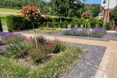 Ispirazione per un giardino xeriscape moderno esposto in pieno sole di medie dimensioni e davanti casa in estate