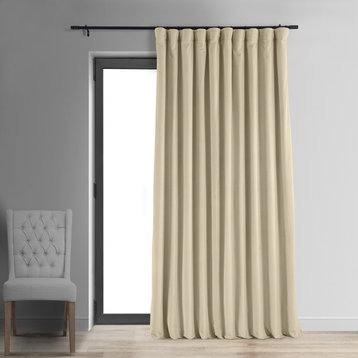 Signature Ivory Doublewide Blackout Velvet Curtain Single Panel, 100"x84"
