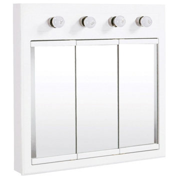 Concord 30-Inch Assembled Lighted Medicine Wood Cabinet in White Gloss