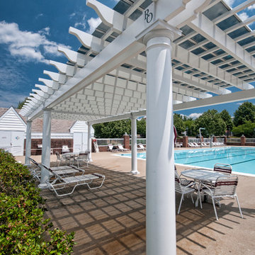 River Oaks Community Pool Deck with Fiberglass Pergola