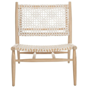 Amie Leather Weave Accent Chair Natural/ White