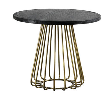 Madrid Pine Table - Matte Black with Brush Brass