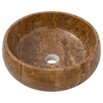 Noce Brown Travertine Natural Stone Vessel Sink Polished (D)16" (H)6"