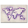 'Purple Paint Outline World Map' Canvas Art by Michael Tompsett