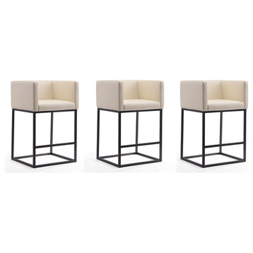 Embassy Counter Stool in Cream and Black (Set of 3)