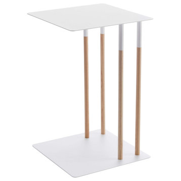 C Side Table, Steel, Holds 11 lbs, White