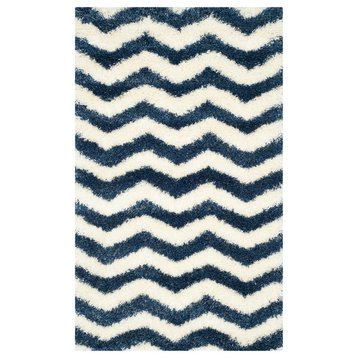 Safavieh Montreal Shag Collection SGM846 Rug, Ivory/Blue, 3' X 5'
