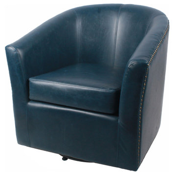 Ernest Bonded Leather Swivel Chair, Blue