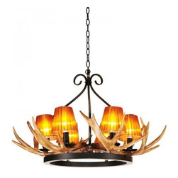 ParrotUncle - Unique Faux Antler Iron Wagon Wheel Chandelier - Chandeliers