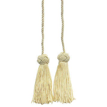 Ivory Color Double Tassel, Tassel Tie with 3.75 inch Tassels, Spread (cord lengt