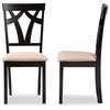 Sylvia Sand Upholstered and Espresso Brown Dining Chair Set of 2