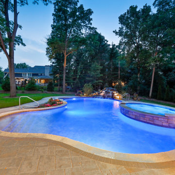 Naperville, IL Freeform Swimming Pool with Raised Hot Tub
