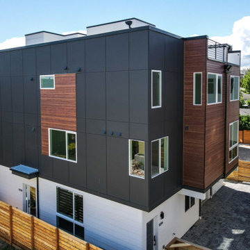 Classic Brick Style Siding with Matte Black and Wooden Accent | Seattle, WA