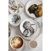 8.25" Round Stoneware Plates Dinnerware Set, Sea Animal Designs, Cream, Set of 6