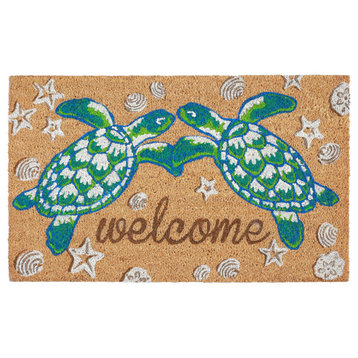 Liora Manne Natura Seaturtle Welcome Outdoor Mat Natural 1'6"x2'6"
