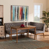 Lippmann Modern Farmhouse 3-Piece Dining Set With Banquette, Gray Fabric