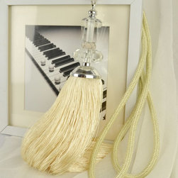 6 Colors QYM22 Polyester and Acrylic Curtain Tassel Tie Backs in Beige Color - Window Treatment Accessories