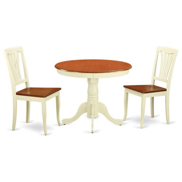 3-Piece Kitchen Table and Chairs Set, Small Table Plus 2 Dining Chairs
