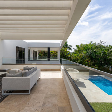Luxurious Balcony Overlooking the Backyard and Pool, Modern House, Remodeling Id
