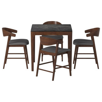 Brant House Jaxton Wood Counter Table Set with 4 Haisley Counter Stools in Gray