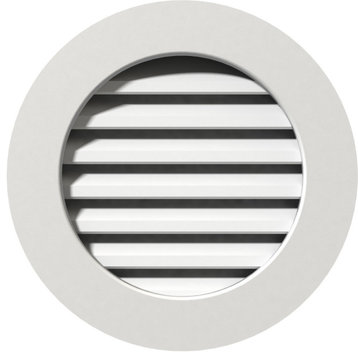 Round Gable Vent Functional, PVC Gable Vent With 1"x4" Flat Trim Frame