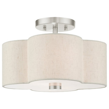 Brushed Nickel French Country, Floral, Transitional, Semi Flush