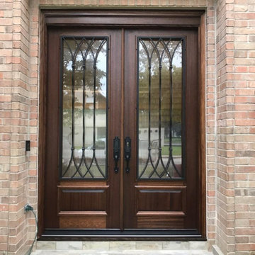 Wood Doors with Wrought Iron
