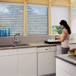 Transitional White Kitchen Custom Window Window Shadings by Hunter Douglas - Window Treatments