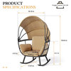 Egg Chair, Outdoor Indoor Rocking Chair with Folding Canopy, Black,tan,tan
