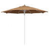 11' Patio Umbrella Silver Pole Fiberglass Rib Pulley Lift Sunbrella, Cocoa