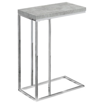 Accent Table C-Shaped End Side Snack Metal Laminate Grey Chrome