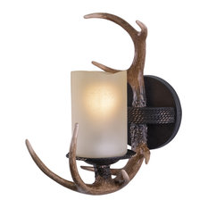 Yoho 1 Light Bronze Rustic Antler Bathroom Wall Fixture, 1-Light