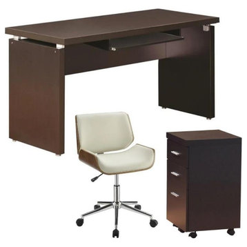 Home Square 3-Piece Set with Mobile File Cabinet Computer Desk and Office Chair