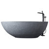 Freestanding solid surface concrete bathtub with overflow and pop-up drain, Gray