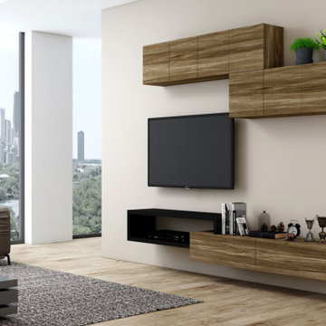 TV Unit Storage Drawers Open Shelves Wall Units Supplied by Inspired Elements