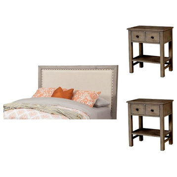 Home Square 3-Piece Set with Classic California King Headboard & 2 Nightstands