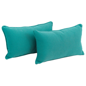 20"x12" Twill Back Support Pillows/Inserts, Set of 2, Aqua Blue